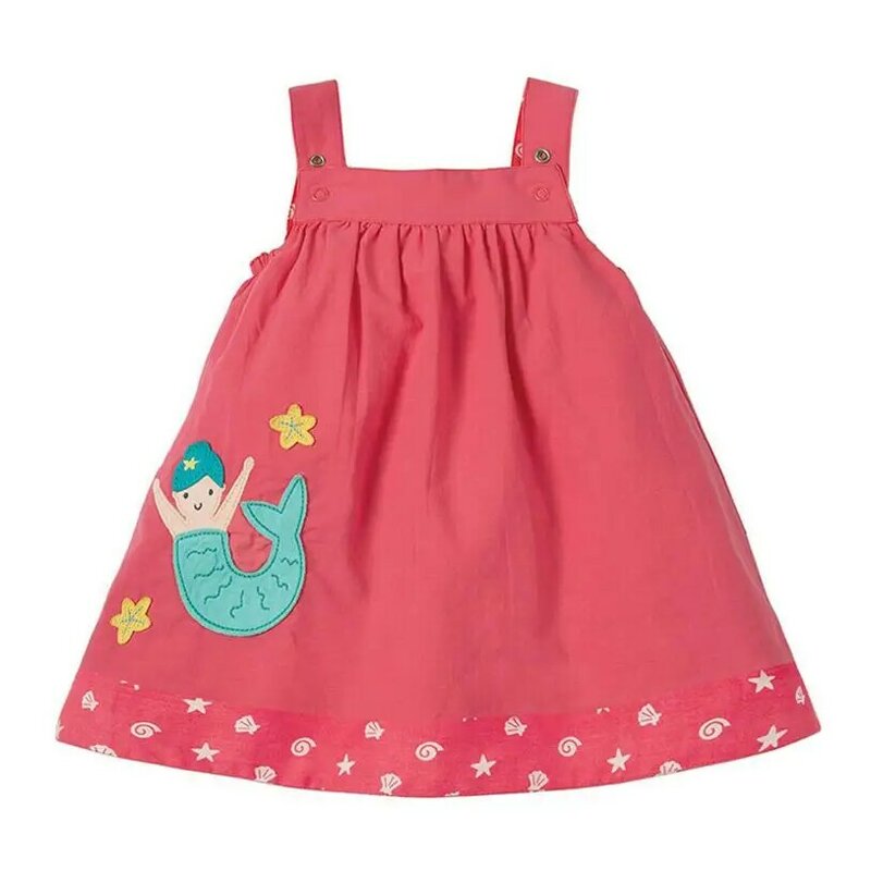 Mały maven 2019 nowe letnie dziecko dziewczyny ubrania sukienka dla dzieci bawełniane dom haftowane z krótkim rękawem bieliźniane sukienki S0491