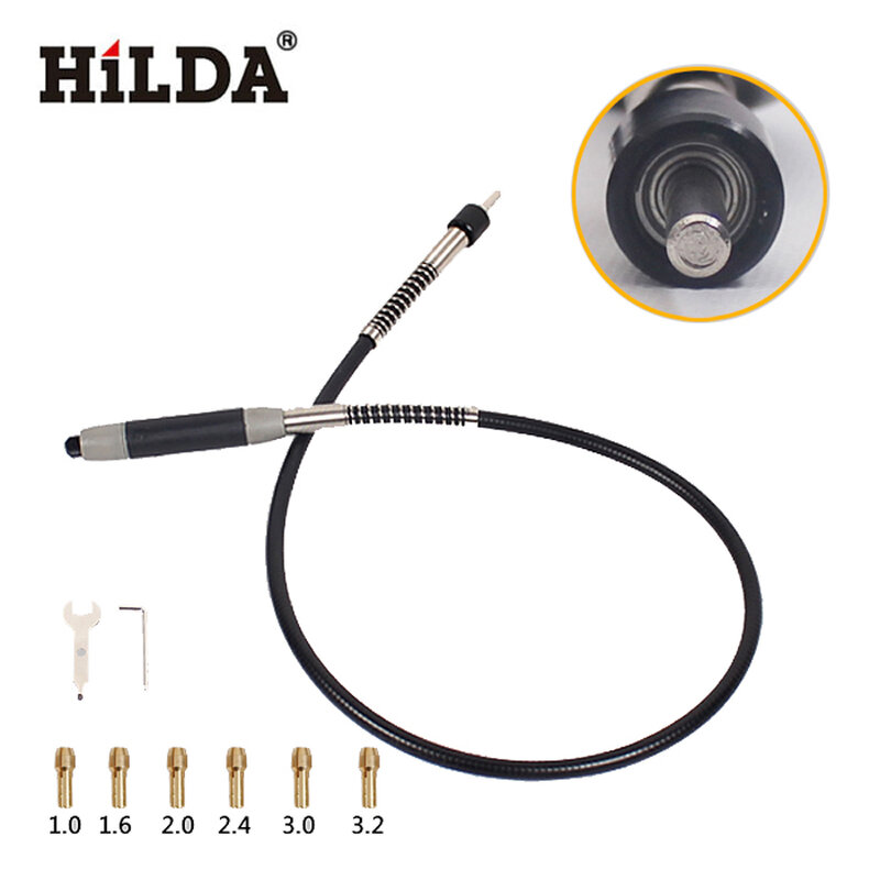 HILDA – arbre Flexible pour meuleuse rotative, outil pour outils rotatifs Dremel 400W 110cm avec 6 mandrins pour accessoires Dremel