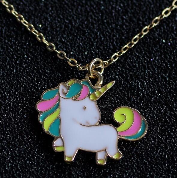 Timlee n056 colares metálicos com desenhos animados fofos arco-íris cavalo unicórnio joias estilosas atacado