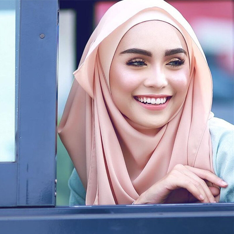 2019 Bubble Chiffon Muslim Shawl Head Scarf Soft Plain Wrap Islamic Turban pashmina  foulard femme musulman Instant Hijab Stores