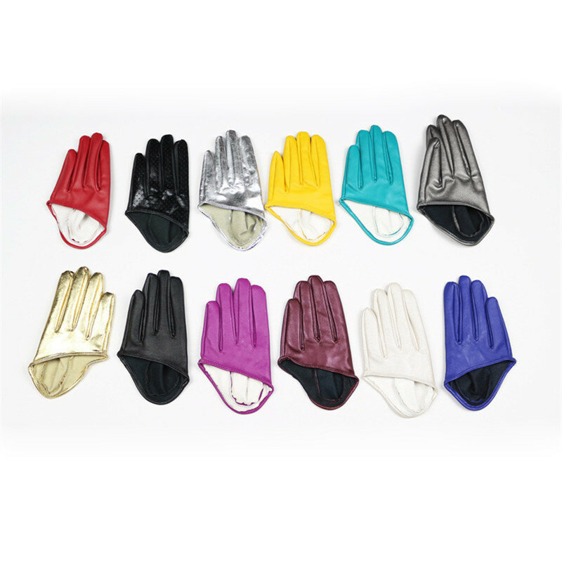 LongKeeper Neue Design Sexy Leder Handschuhe für Frauen Halb Palm PU Leder Handschuhe Party Zeigen Fäustlinge Schwarz Gold Silber SXJ106