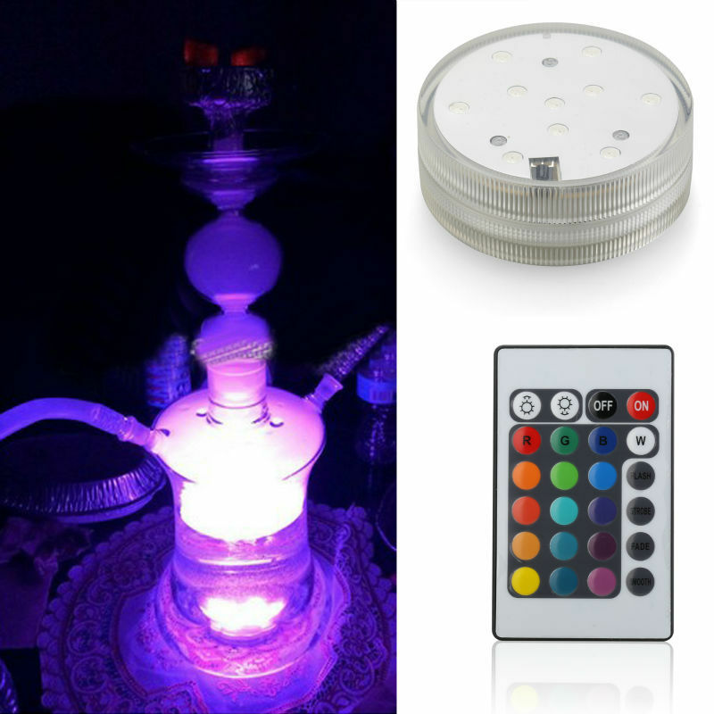 Base de luz LED impermeable con control remoto, 4 piezas, 2,8 pulgadas, RGB, funciona con pilas, Multicolor, para decoración de centros de mesa de boda