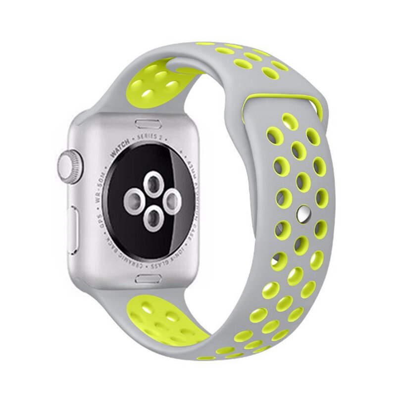 Pulsera de repuesto de silicona suave para Apple Watch Series 1 2 3 4 banda de iwatch de agujero transpirable 42mm iwatch band 38 40mm Correa