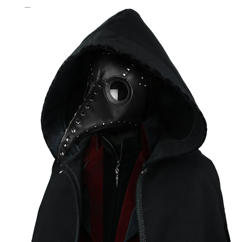 Máscara de médico de la gripe negra Steampunk, máscara de pájaro de nariz larga, máscara elegante de Cosplay exclusiva gótica Retro Rock, máscara de cuero para Halloween