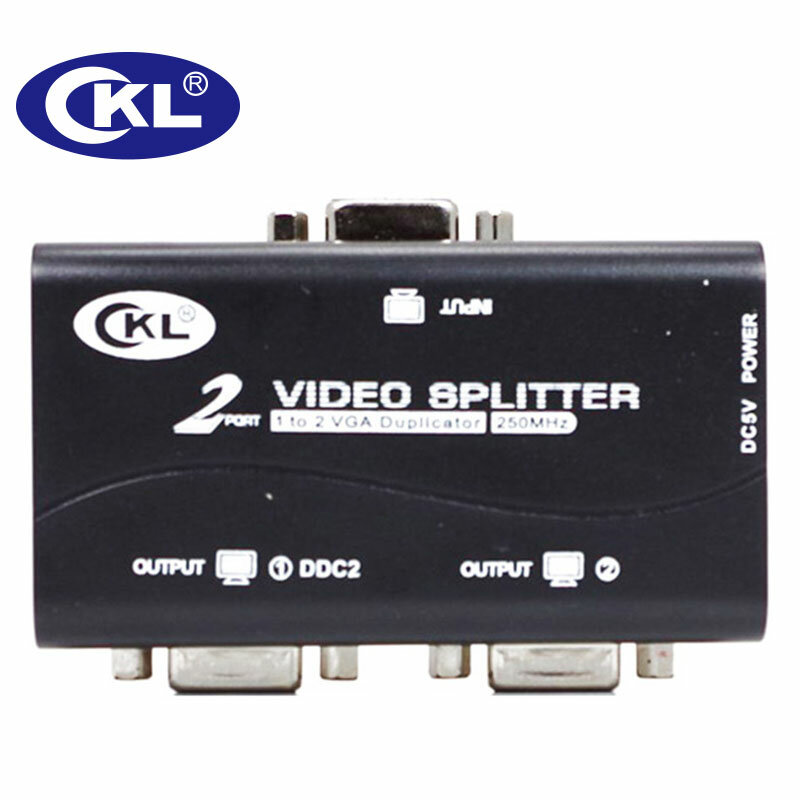 CKL 2 oder 4 Port Schwarz VGA Splitter Duplizierer Unterstützt DDC DDC2 DDC2B USB Powered Übertragung Bis Zu 60 Mt Wandmontage ABS fall