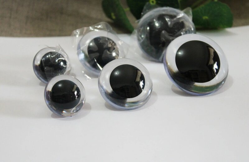 30mm 40mm 50mm 60mm nuovi occhi giocattolo di sicurezza in plastica trasparente di forma rotonda di grandi dimensioni con rondella dura bianca -- 10 pz/lotto