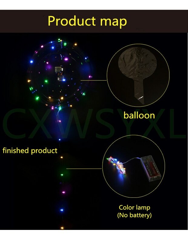 Luminous Led Balloon LED Clear Air Balloon String Lights Round Bubble Helium Balloons Kids Toy Wedding Party Decoration