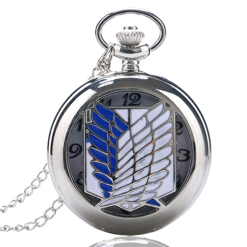 Unikalny zegarek kieszonkowy atak na Titan harcerstwo Legion Survey Corps Cosplay zegarki kieszonkowe dla kobiet mężczyzn Reloj Mujer prezenty