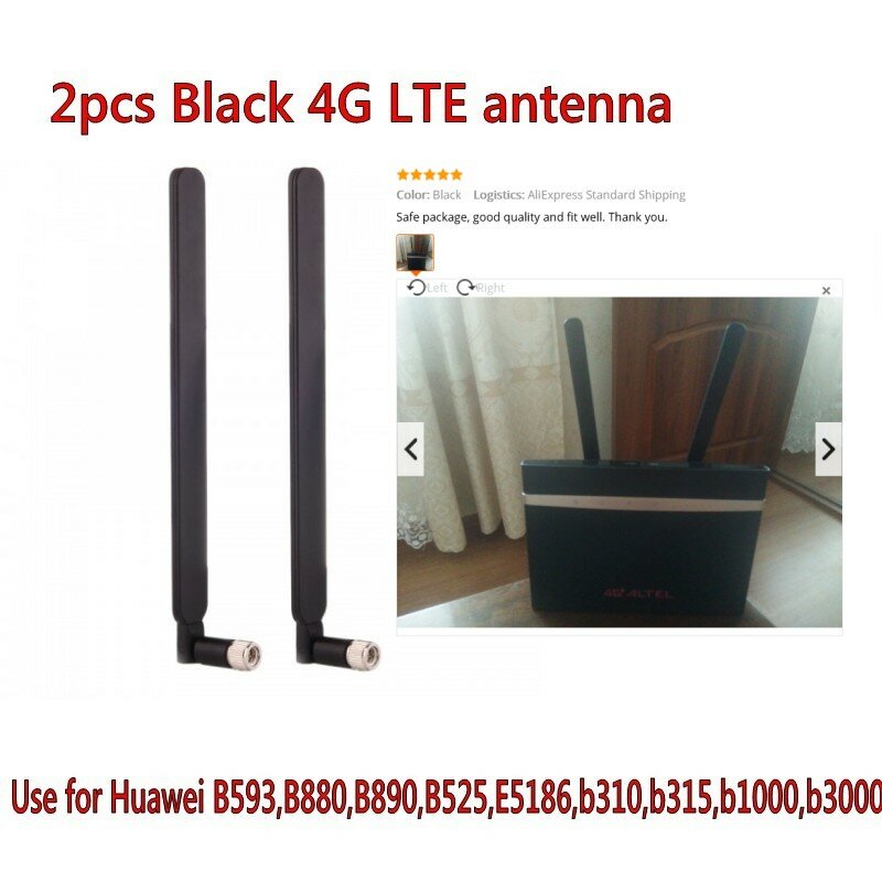 2 PCS B593 5dBi SMA Male Antenna for 4G LTE Router as B593 E5186 B315 B310 B525(White/black)