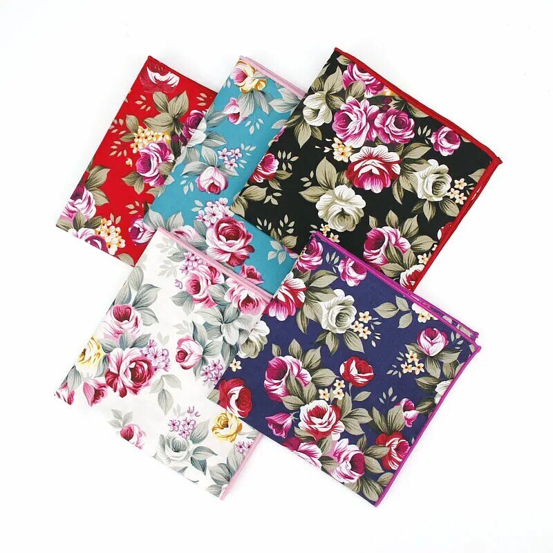Brand New Men's Cotton Handkerchief Floral Printed Pocket Square Wedding 25cm*25cm Hankies For Men Classic Vitage Pocket Towel