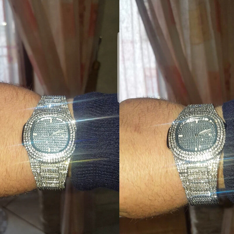 Luxury Bling Diamond Watch for Unisex Fashion Women Quartz Watches Stainless Steel Bracelet Men Business Wristwatch Ladies XFCS