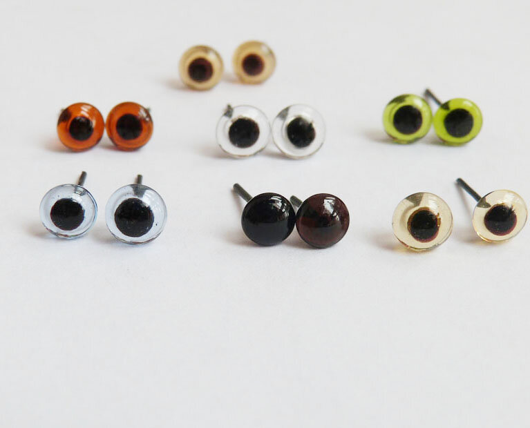 50pcs/lot   3mm 4mm 5mm 6mm 7mm 8mm9mm 10mm 11mm 12mm green black coffee blue clearglass toy pin eyes -color option