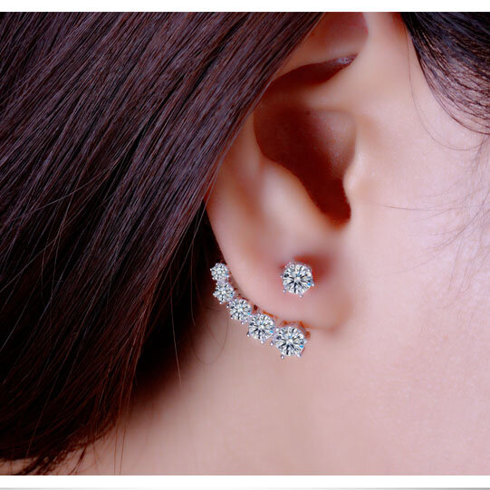 925 Sterling Silber Ohrringe Für Frauen Mit Weiß Cubic Zirkon Mode-Silber-Schmuck Hochzeit Stud Ohrring Bijoux