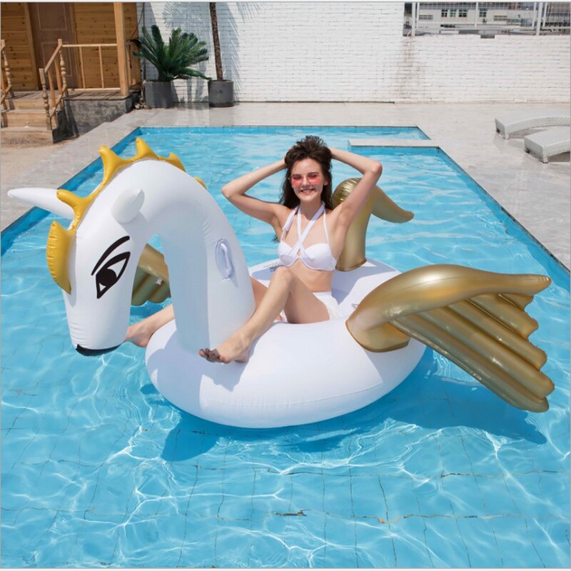 270cm Riesen Aufblasbare Pegasus insel Fahrt-auf erwachsene Pool Float Aufblasbare Pegasus Pool matratze familie Strand Liege Wasser spaß