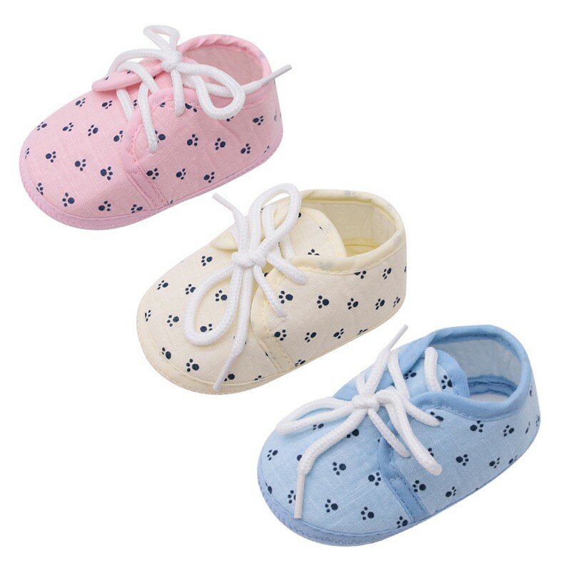 女の赤ちゃんのための柔らかい綿の靴,滑り止めの靴,蝶ネクタイ付き,0〜18か月
