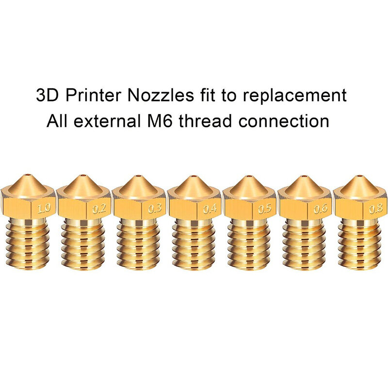 Aokin V5 V6 Nosel 3D Bagian Printer Nosel Ekstruder Nosel Ulir M6 0.25 0.3 0.4 0.5 0.6 0.8 1.0Mm untuk Filamen 1.75Mm 3.0Mm