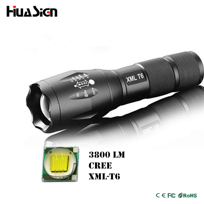 Ultra Bright 5 Mode 3800LM Zoomable Led Flashlight Waterproof Torch Lights Bike Light Free Shipping