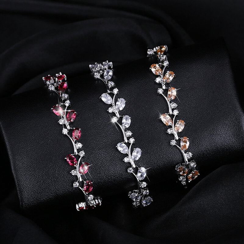 Cwwzircões 6 opções de cores cor de ouro branco artesanal de cristal austríaco strass pedras roxas pulseiras pulseira para as mulheres cb078