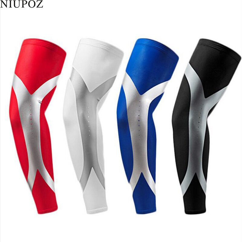1PC High Elastic Men Sport Long Anti-Slip Arm Sleeve Warmers Basketball Protect Stretch Padded Support Guard Breathable Pad G163