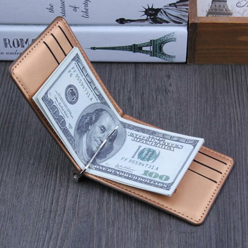 Men Bifold Business Leather Wallet  Luxury Brand Famous ID Credit Card Visiting Cards Wallet  Multi-functional Magic Money Clips