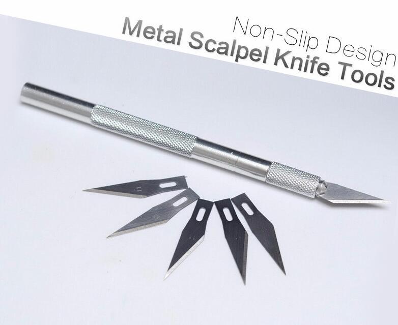 Couteau d'artiste manche en alliage avec 6 lames, ensemble pour outils de Sculpture, couteau utilitaire de coupe artisanale, fournitures artistiques de papeterie