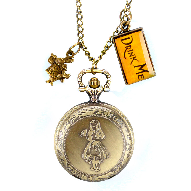 Reloj de bolsillo con colgante de bronce para niñas y mujeres