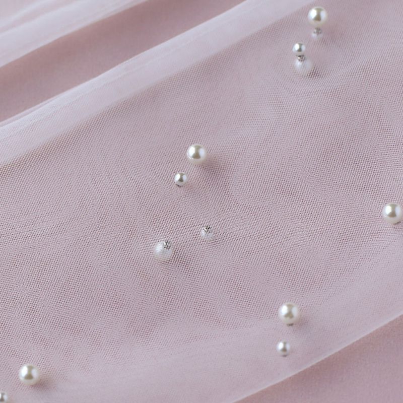 JaneVini 2019 księżniczka Sheer Tulle biały rękawiczki ślubne długi elegancki Lady rękawiczki perły rękawiczki bez palców kobiety suknia ślubna akcesoria