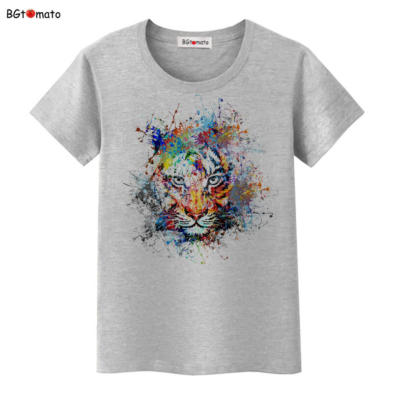 Hot sale!! colorful king lion art T-shirts women super cool tees creative 3D shirts Original brand clothes casual tops