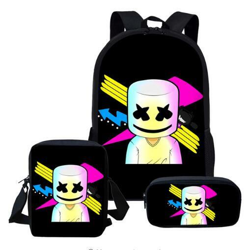 3d Printde Marshmello школьные ранцы для мальчиков и девочек, школьный рюкзак для детей, сумка для книг, mochila, поддержка costomze