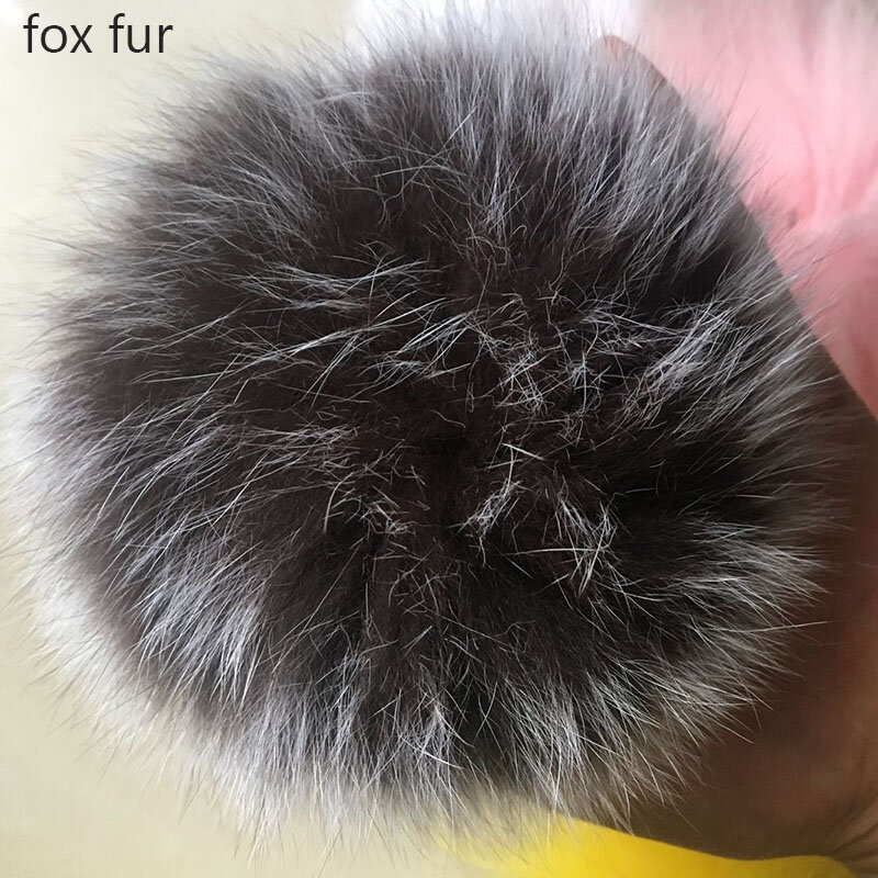DIY 14-15 Cm Real Fox Fur Pompom Besar Mewah Bulu Bola untuk Rajutan Topi Beanies Sepatu dan Syal natural Raccoon Fur Pom Pom