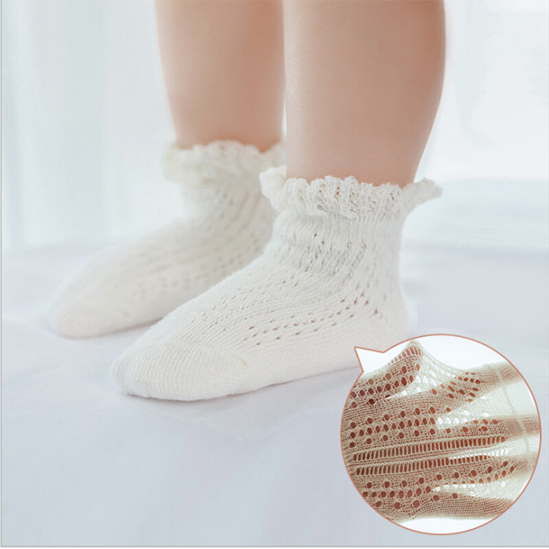 Baby Mädchen spitze Kurz anti-slip Socken Baumwolle neugeborenen Prinzessin Rüsche kind mesh kleinkind weiß Socke kind Kleidung zubehör