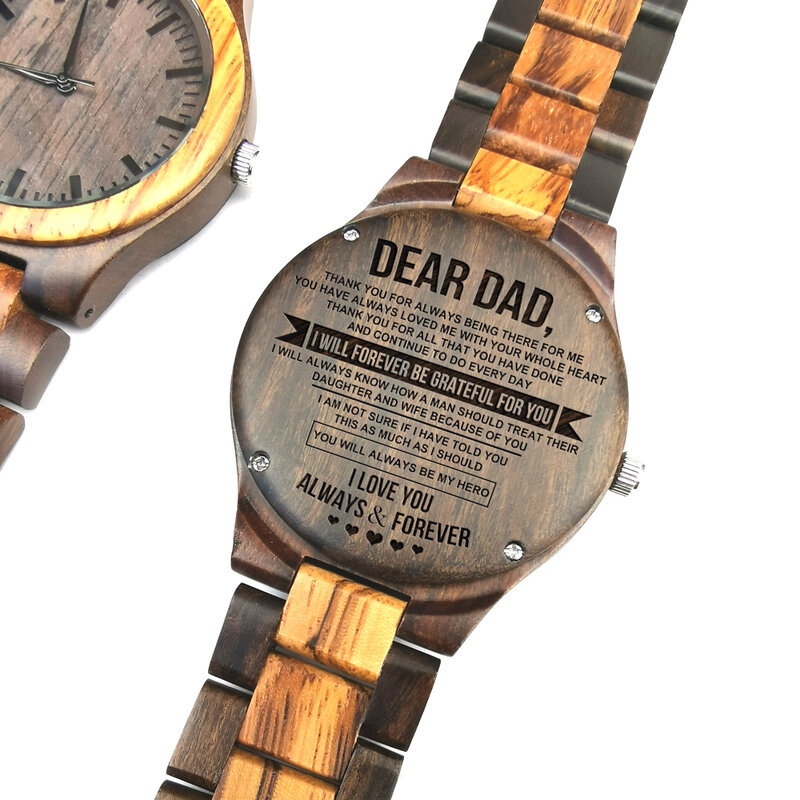 HOW MUCH YOU REALLY CARE - FROM SON TO DAD ENGRAVED WOODEN WATCH MEN WATCH 2019 FASHION ANNIVERSARY PERSONALIZED