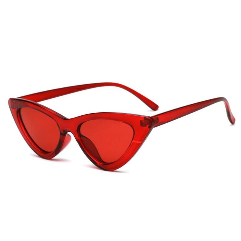 Słodkie seksowne Retro okulary kocie oko kobiety małe czarne białe trójkąt Vintage tanie damskie okulary przeciwsłoneczne czerwone kobiety UV400