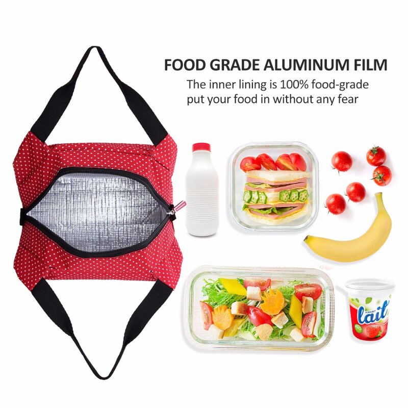 Aosbos الموضة المحمولة معزول قماش الغداء حقيبة الحرارية الغذاء نزهة الغداء حقائب للنساء الاطفال الرجال برودة حقيبة حفظ الطعام حمل