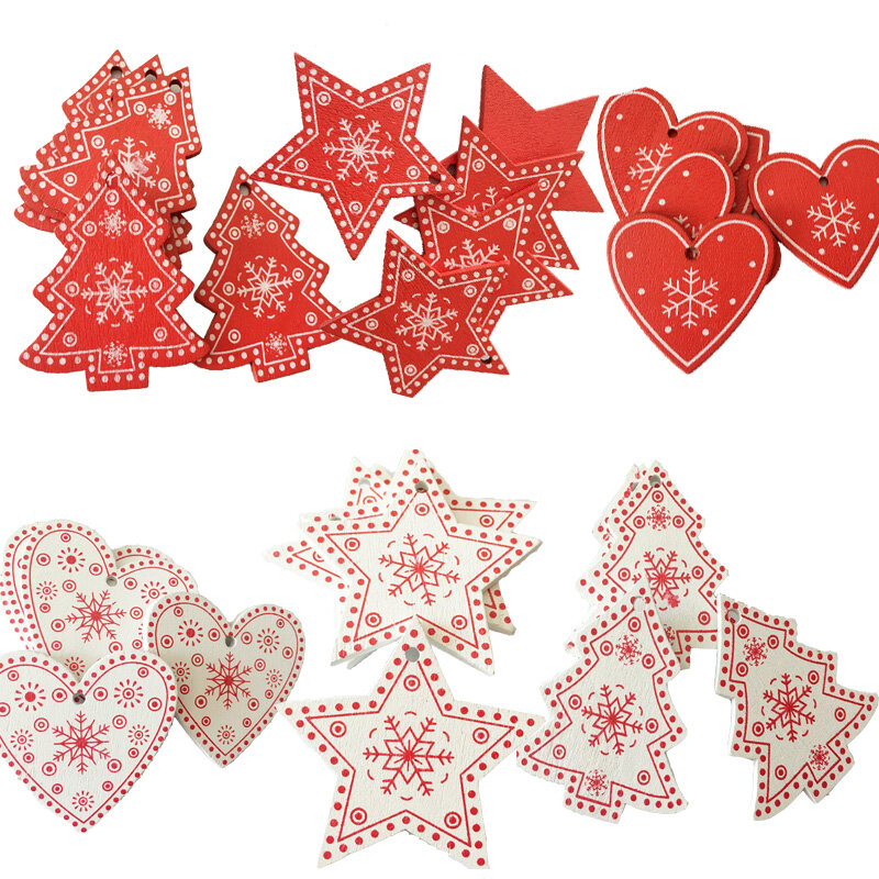 Подвеска рождественские орнаменты снежинки с красным сердцем, Звездный колокол, 10 шт., 5 см