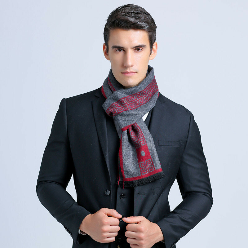 Lenço de seda masculino de luxo, xale de caxemira quente, lenços de inverno de boa qualidade, letra nova 180x30 cm