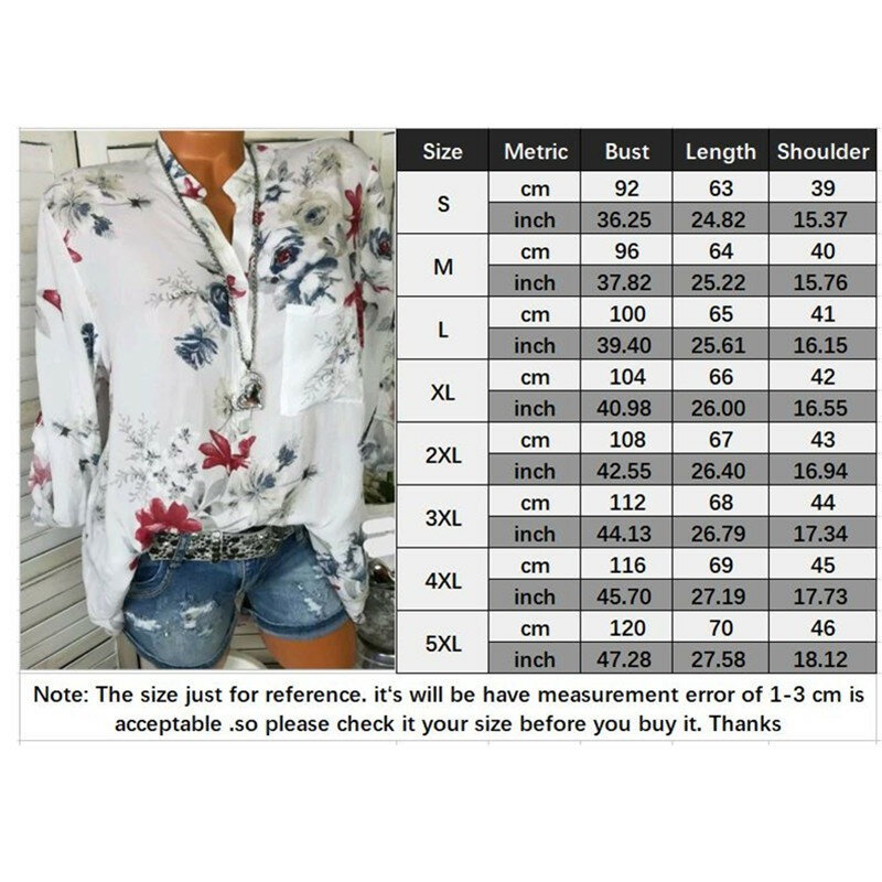 5XL jesień kobiety szyfonowe bluzki Casual kwiat wydruku z długim rękawem stanąć szyi topy OL bluzki koszule blusas feminina plus rozmiar