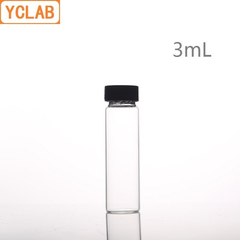 YCLAB-botella de muestra de vidrio, tornillo transparente con tapa de plástico y almohadilla de PE, equipo de química de laboratorio, 3mL
