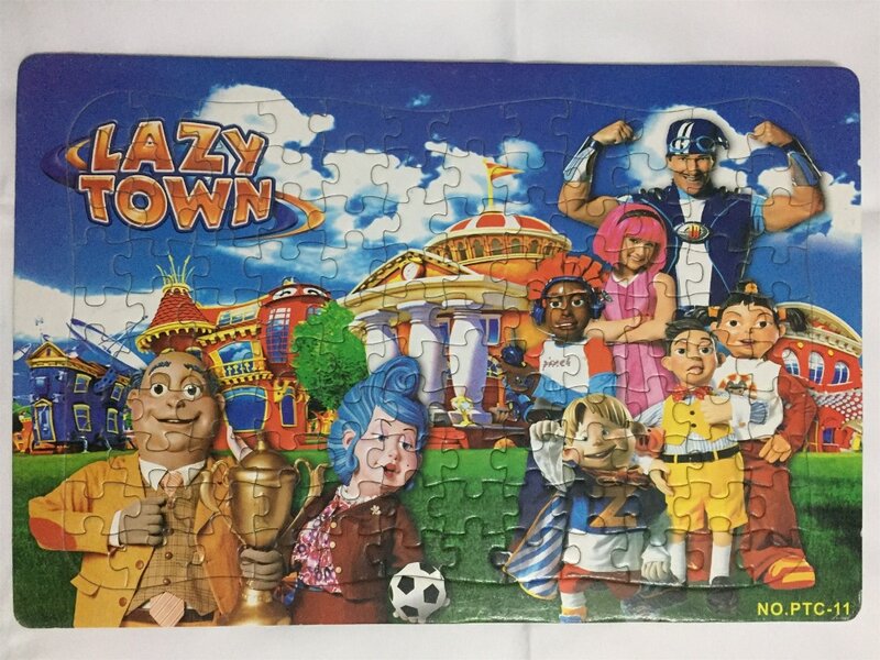 2019 IWish 42X28Cm LazyTown 2D Bermain Teka-teki Sepak Bola Kota Malas Jigsaw Puzzle Natal Mainan Anak-anak untuk Anak-anak Bayi Bermain Mainan