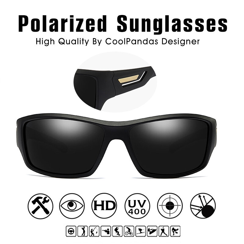 Gafas de sol para hombre polarizadas resistentes al viento, anteojos con protección solar, accesorio masculino anti UV efecto espejo, conducción, diseño de marca