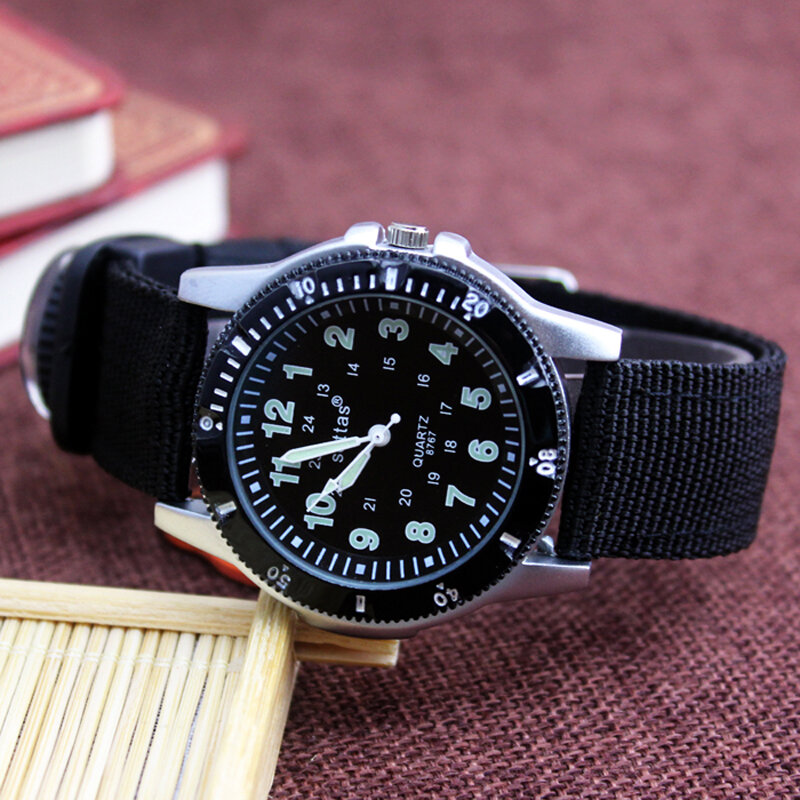 2024 New Canvas Children Boys Fashion Watches Casual Quatrz Adjustable Bracelet Compass Gift Watches Cool Handsome Watches
