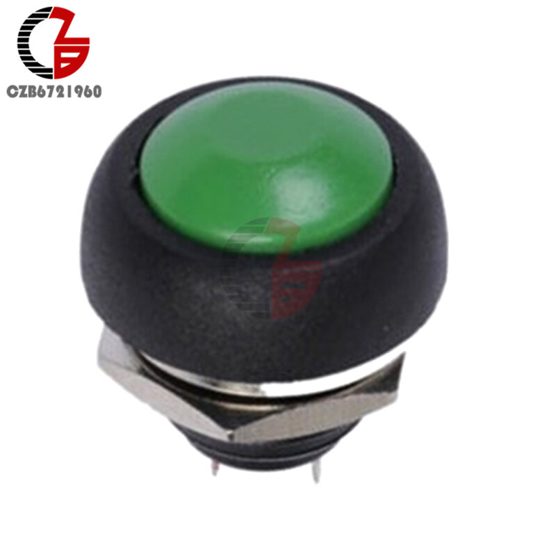2Pin 12mm 1A 250V PBS-33B Waterproof Momentary Push Button Switch Mini Round Switch ON OFF Switch Red Black Green Blue White