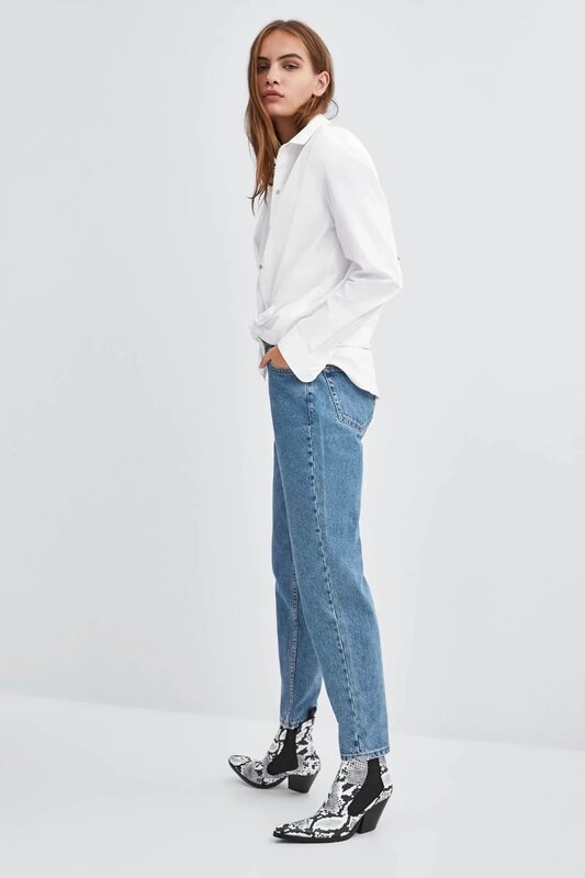 Withered 2019 jeans woman high street vintage sky blue boyfriend denim pants harem jeans momo jeans high waist jeans plus size