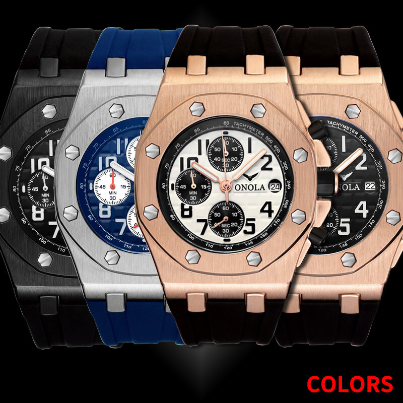 ONOLA Sport Watch Waterproof Date Calendar Analogue Wristwatches Business Casual Quartz Watches For Man Clock Reloj Hombre