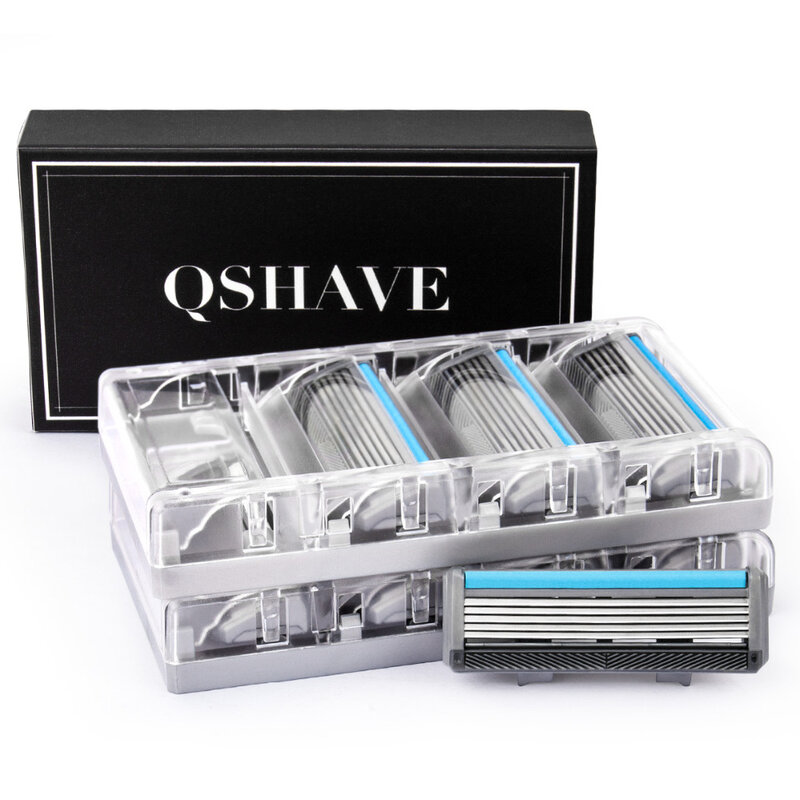 Qshave-블랙 스파이더맨 수동 면도기, 독일 X5 블레이드, 트리머 블레이드, 4 & 8 & 16 카트리지 선택