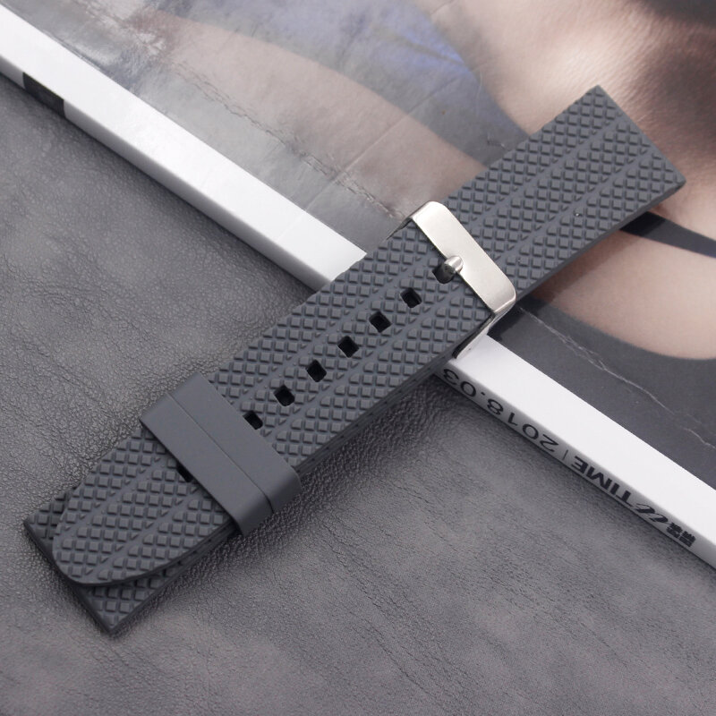 Soft silicone strap male 24mm female outdoor sports and leisure waterproof rubber strap buckle accessories