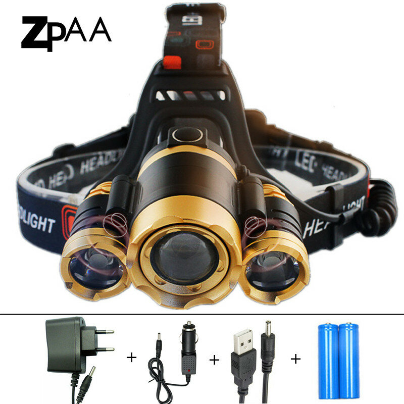 ZPAA Rotate Focus Induction Headlight IR Sensor Head Lamp Rechargeable Lantern Lamp LED XML T6 Headlamp Flashlight Head Torch 