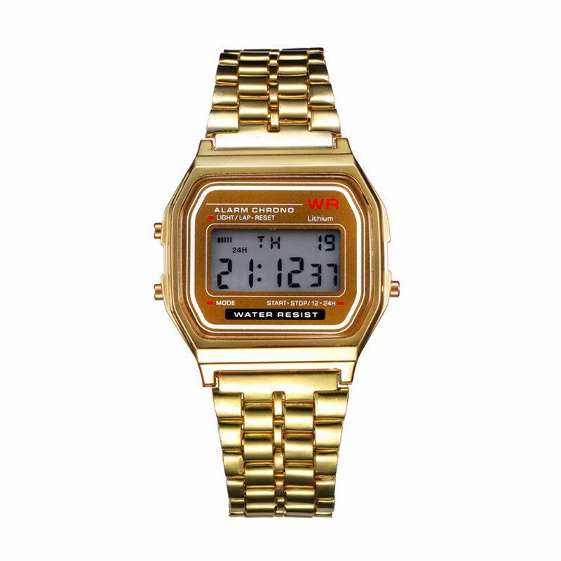 Männer Frauen Uhr Uhr Gold Silber Vintage Edelstahl LED-Digital-Sport Military Armbanduhren Hodinky Relogio Masculino