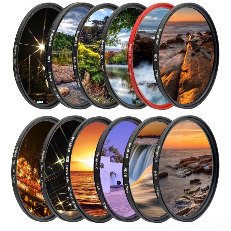 KnightX-Star gnd Camera Lens Filter Kit, UV, CPL, ND, Canon Eos, Sony, Nikon, 49mm, 52mm, 55mm, 58mm, 62mm, 67mm, 72 milímetros, 77 milímetros, DSLR D5100, 1300d