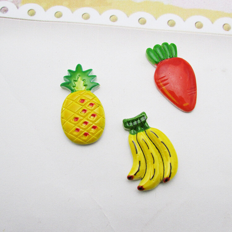 50 stuks/partij kawaii hars zomer serie emulational banaan ananas ambachten planar hars diy decoratie accessoires
